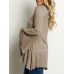 Women Casual O-neck Bell Sleeve Solid Vintage Blouse