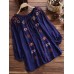 Vintage Women Cotton Flower Embroidered Off Shoulder Elastic Loose Blouse