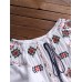 Vintage Women Cotton Flower Embroidered Off Shoulder Elastic Loose Blouse