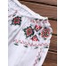 Vintage Women Cotton Flower Embroidered Off Shoulder Elastic Loose Blouse