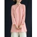 Vintage Button Stand Collar Long Sleeve Chinese Style Cotton Blouse