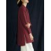 Vintage Button Stand Collar Long Sleeve Chinese Style Cotton Blouse