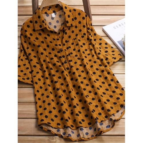 Women Casual Cotton Linen Lapel Irregular Hem Short Sleeve Blouse Women Casual Cotton Linen Lapel Irregular Hem Short Sleeve Blouse