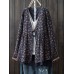 Retro Women Floral V-Neck Cotton Linen Loose Button Blouse