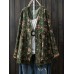 Retro Women Floral V-Neck Cotton Linen Loose Button Blouse