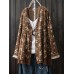 Retro Women Floral V-Neck Cotton Linen Loose Button Blouse