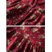 Retro Women Floral V-Neck Cotton Linen Loose Button Blouse