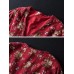 Retro Women Floral V-Neck Cotton Linen Loose Button Blouse