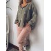 Cotton Polka Dot Print V-neck Casual Blouse