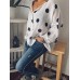 Cotton Polka Dot Print V-neck Casual Blouse