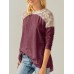 Women Casual Lace Patchwork Long Sleeve Blouse