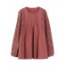 Casual Women Solid Color Hollow Out Long Sleeve Blouse