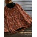 Women Vintage Floral  Print Thicken Long Sleeve Blouse