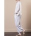 Chinese Style Printed V-neck Linen Cotton Blouse