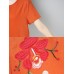 Casual Loose Embroidered O-Neck Short Sleeve Blouse for Women
