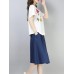 Casual Loose Embroidered O-Neck Short Sleeve Blouse for Women