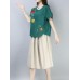 Casual Loose Embroidered O-Neck Short Sleeve Blouse for Women