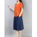 Casual Loose Embroidered O-Neck Short Sleeve Blouse for Women