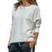 Pure Color Round Neck Long Sleeve Casual T-shirts with Pocket