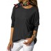 Pure Color Round Neck Long Sleeve Casual T-shirts with Pocket