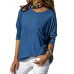 Pure Color Round Neck Long Sleeve Casual T-shirts with Pocket