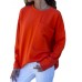 Pure Color Round Neck Long Sleeve Casual T-shirts with Pocket