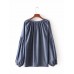 Casual Women Cotton Loose Long Sleeve O-Neck Blouse