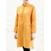 Vintage Women Stand Collar Solid Buttons Long Blouse