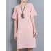 Vintage Short Sleeve Plate Buckle Square Collar Dress