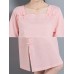 Vintage Short Sleeve Plate Buckle Square Collar Dress