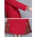 Vintage Women Cotton Linen Elegant Patchwork Hooded Dress