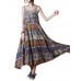 Bohemian Women Random Floral Printed Sleeveless Spaghetti Strap Maxi Dresses