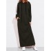 Casual Women Solid Color Full Sleeve Long Hooded Sweatshirt Dress
