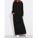 Casual Women Solid Color Full Sleeve Long Hooded Sweatshirt Dress