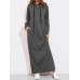 Casual Women Solid Color Full Sleeve Long Hooded Sweatshirt Dress