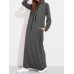 Casual Women Solid Color Full Sleeve Long Hooded Sweatshirt Dress