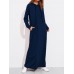 Casual Women Solid Color Full Sleeve Long Hooded Sweatshirt Dress