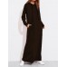 Casual Women Solid Color Full Sleeve Long Hooded Sweatshirt Dress
