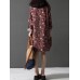 S-5XL Women Long Sleeve Floral Print Ethnic Mini Dresses