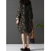 S-5XL Women Long Sleeve Floral Print Ethnic Mini Dresses