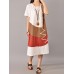 S-5XL Women Casual Short Sleeve Splice Loose O-neck Mid Long Dress