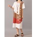 S-5XL Women Casual Short Sleeve Splice Loose O-neck Mid Long Dress