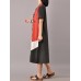 S-5XL Women Casual Short Sleeve Splice Loose O-neck Mid Long Dress