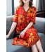 Elegant Women Floral Print V-Neck Button Short Sleeve Dress