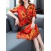 Elegant Women Floral Print V-Neck Button Short Sleeve Dress