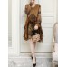 Women Long Sleeve Lace Patchwork Floral Print Mini Elegant Dress