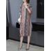 Women 3/4 Sleeve O-neck Floral Print Split Silk Vintage Dress Women 3/4 Sleeve O-neck Floral Print Split Silk Vintage Dress
