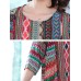 Women 3/4 Sleeve O-neck Floral Print Split Silk Vintage Dress Women 3/4 Sleeve O-neck Floral Print Split Silk Vintage Dress