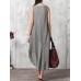 Women Casual Sleeveless V Neck Asymmetric Maxi Dress