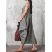 Women Casual Sleeveless V Neck Asymmetric Maxi Dress